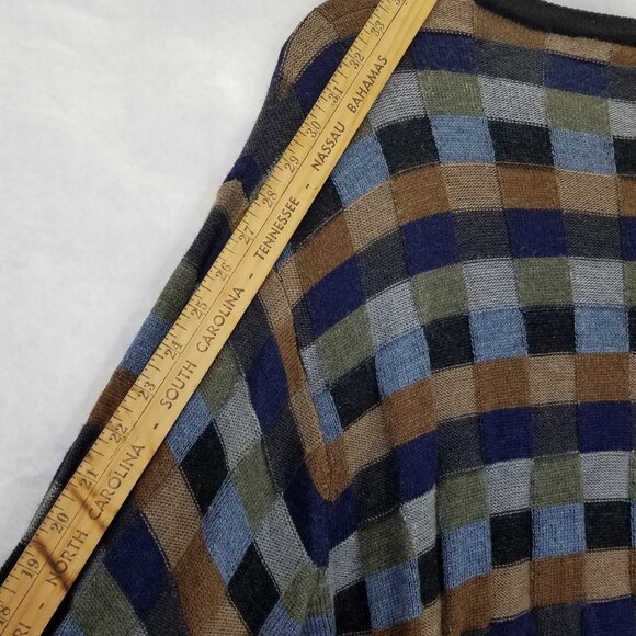 Norm Thompson Wool Sweater Men's XL Colorful 3-D Knit Square Pullover Crewneck - Picture 10 of 11